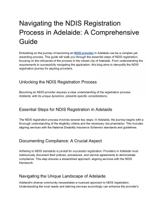 Navigating the NDIS Registration Process in Adelaide_ A Comprehensive Guide