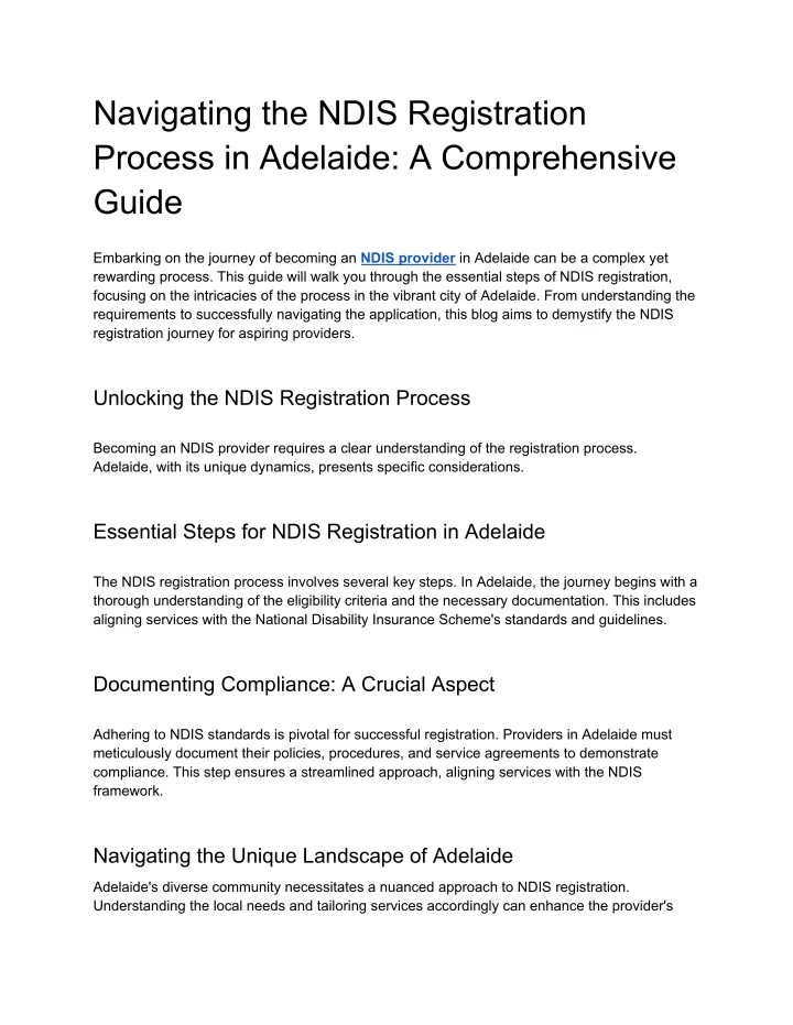 navigating the ndis registration process