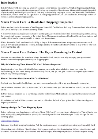 Simon Gift Card Balance: Remaining In Control of Your Shopping Spree