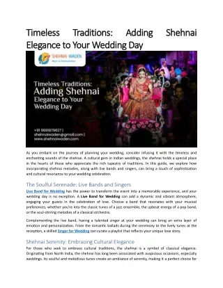 Timeless Traditions Adding Shehnai Elegance to Your Wedding Day