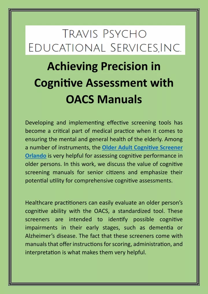 achieving precision in cognitive assessment with
