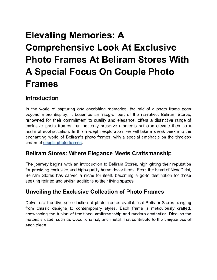 elevating memories a comprehensive look