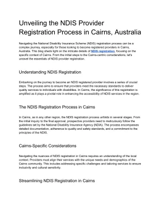 Unveiling the NDIS Provider Registration Process in Cairns, Australia