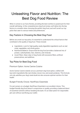 Best Dog Food Review
