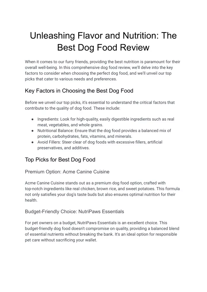 unleashing flavor and nutrition the best dog food