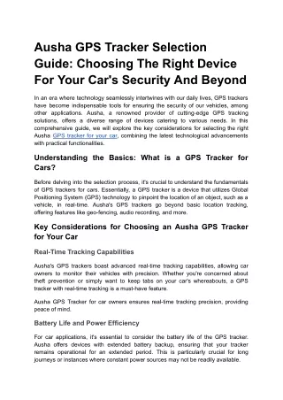 ausha gps tracker selection guide choosing
