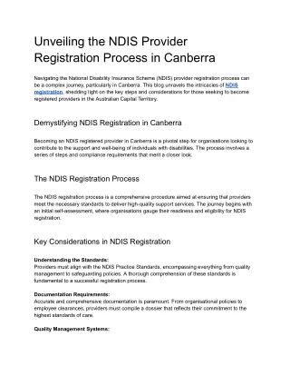 Unveiling the NDIS Provider Registration Process in Canberra