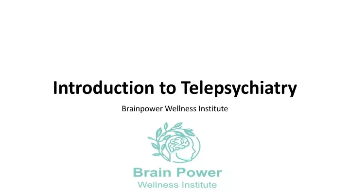 introduction to telepsychiatry