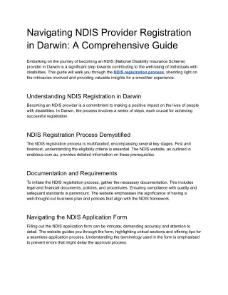 Navigating NDIS Provider Registration in Darwin_ A Comprehensive Guide
