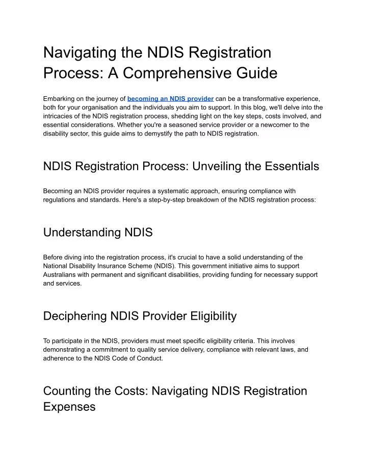 navigating the ndis registration process