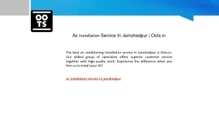 Ac Installation Service In Jamshedpur | Oots.in