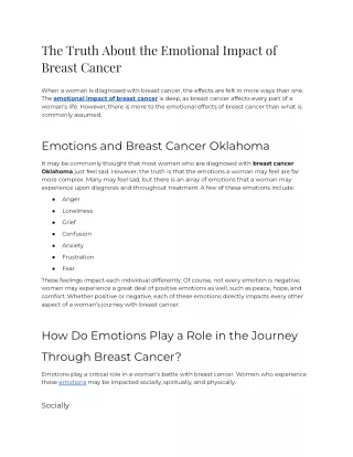 The Truth About the Emotional Impact of Breast Cancer
