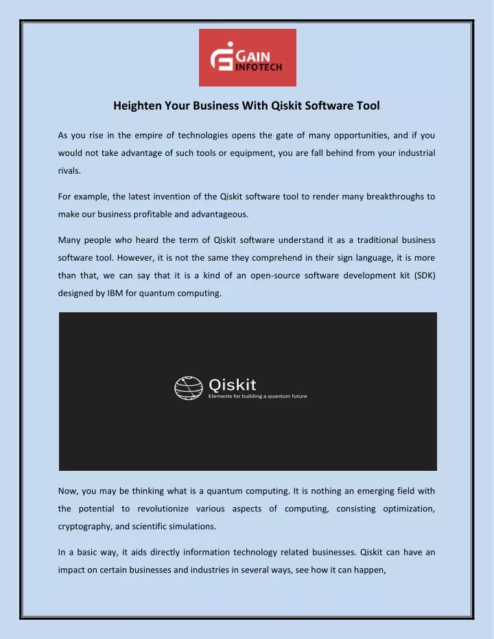 heighten your business with qiskit software tool