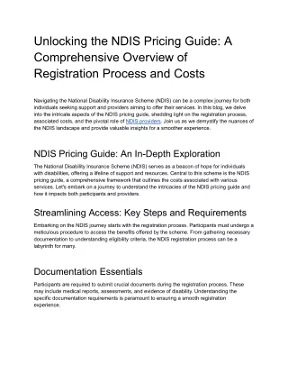 Unlocking the NDIS Pricing Guide_ A Comprehensive Overview of Registration Process and Costs