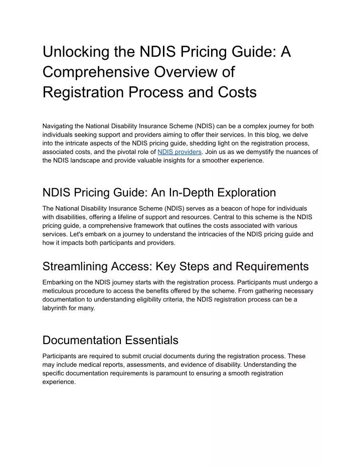 unlocking the ndis pricing guide a comprehensive