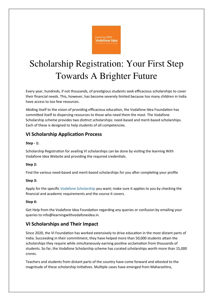 scholarship registration your first step towards