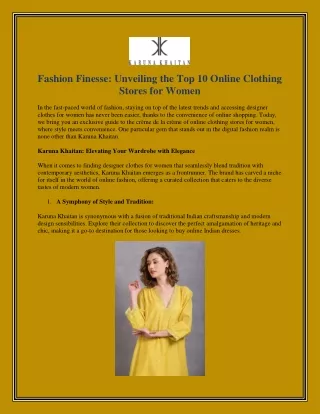 Fashion Finesse Unveiling the Top 10 Online Clothing Stores for Women