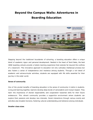 Beyond the Campus Walls Adventures in Boarding Education