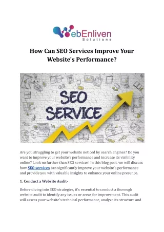 How Can SEO Services Improve Your Website's Performance