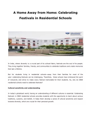 A Home Away from Home Celebrating Festivals in Residential Schools
