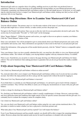 Step-by-Step Instructions: How to Check Your Mastercard Gift Card Balance Online