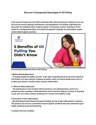 Oil Pulling Benefits