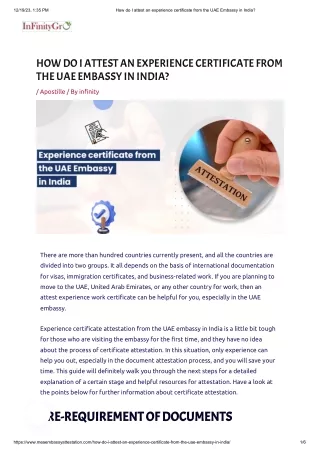 How do I attest an experience certificate from the UAE Embassy in India_