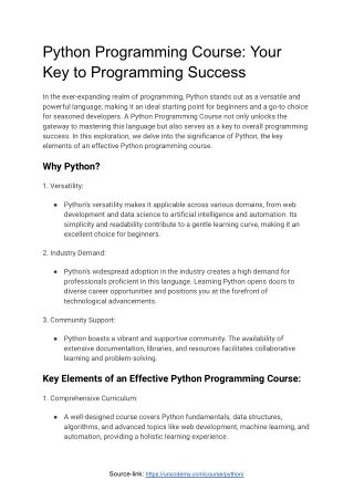 Python Programming Course_ Your Key to Programming Success