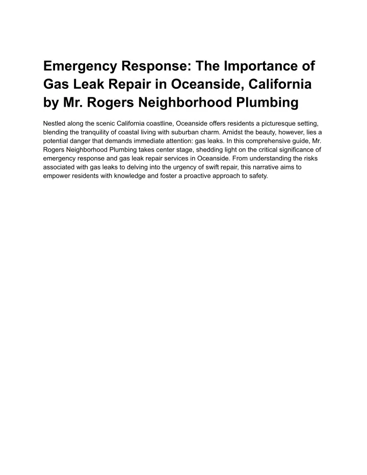 emergency response the importance of gas leak