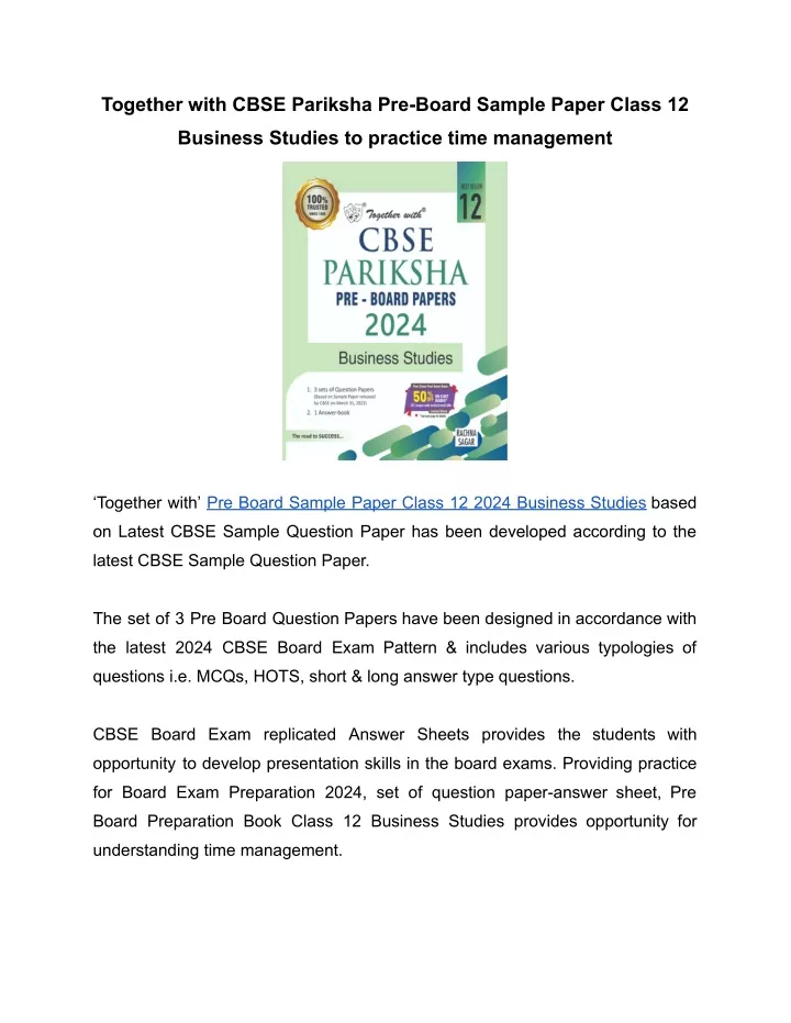 together with cbse pariksha pre board sample