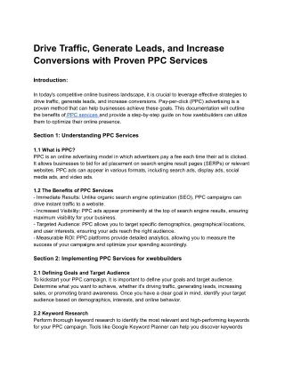 Drive Traffic, Generate Leads, and Increase Conversions with Proven PPC Services