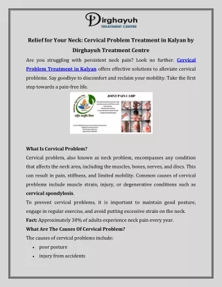 Relief for Your Neck  Cervical Problem Treatment in Kalyan by Dirghayuh Treatment Centre