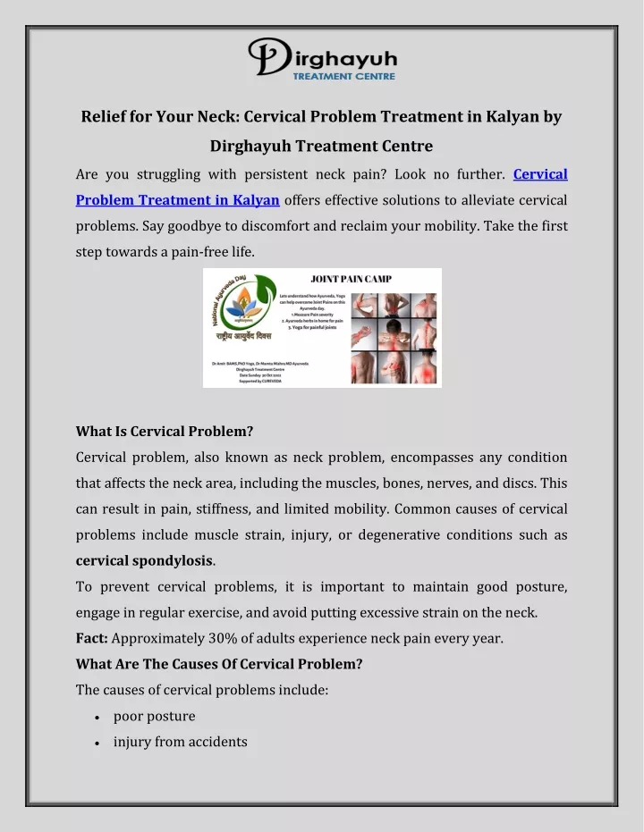 relief for your neck cervical problem treatment