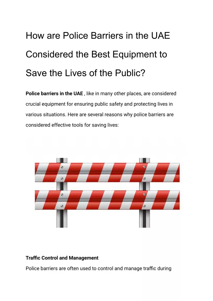 how are police barriers in the uae