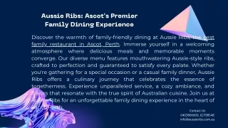 Aussie Ribs Ascot's Premier Family Dining Experience