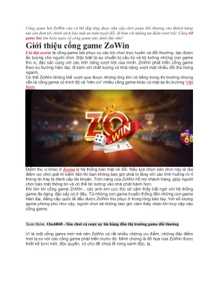 Zowin – Dia diem tu tap ca cuoc the he moi trong nam 2022