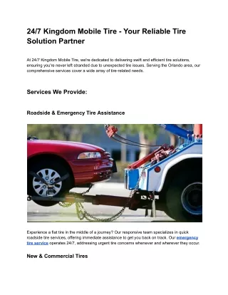 24_7 Kingdom Mobile Tire - Your Reliable Tire Solution Partner