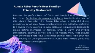 Aussie Ribs Perth's Best Family-Friendly Restaurant