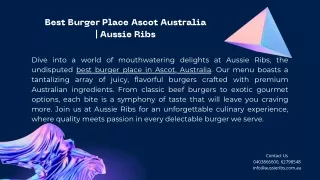 Best Burger Place Ascot Australia  Aussie Ribs
