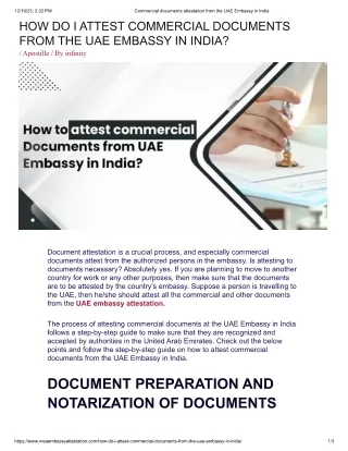 HOW DO I ATTEST COMMERCIAL DOCUMENTS FROM THE UAE EMBASSY IN INDIA