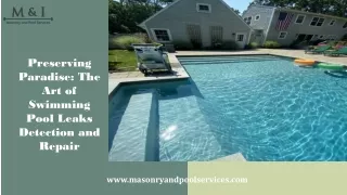 The Art of Swimming Pool Leaks Detection and Repair