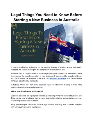 Legal Things To Know Before Starting A New Business In Australia