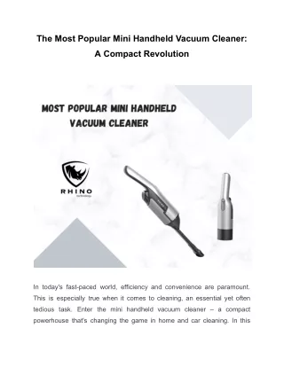The Most Popular Mini Handheld Vacuum Cleaner: A Compact Revolution