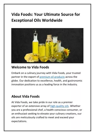 Vida Foods: Elevate Your Cooking Experience!