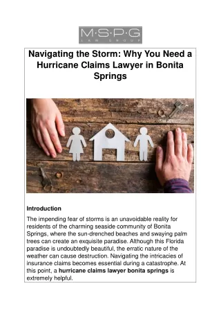 Navigating the Storm: Why You Need a Hurricane Claims Lawyer in Bonita Springs