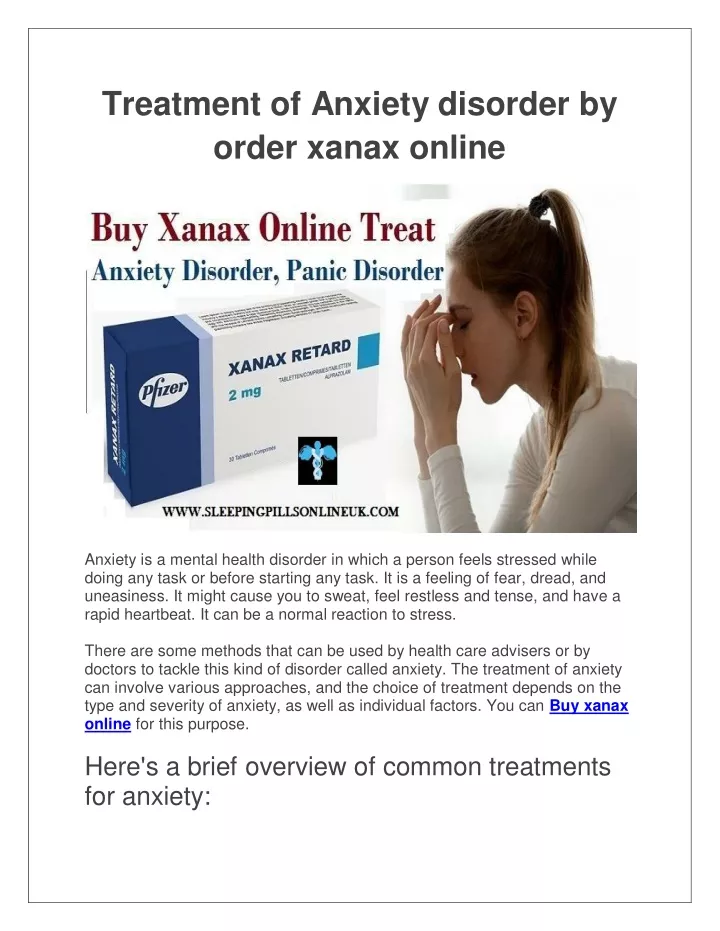 treatment of anxiety disorder by order xanax