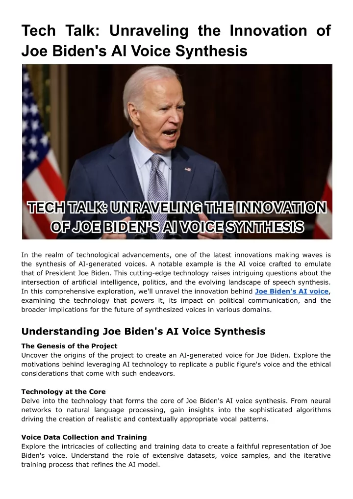 tech talk unraveling the innovation of joe biden