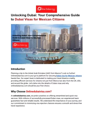 Your Comprehensive Guide to Dubai Visas for Mexican Citizens