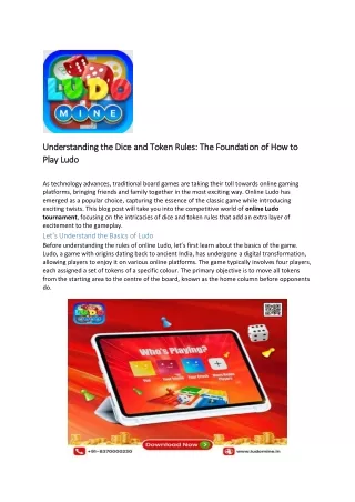 Understanding the Dice and Token Rules:The Foundation of How to Play Ludo.pdf