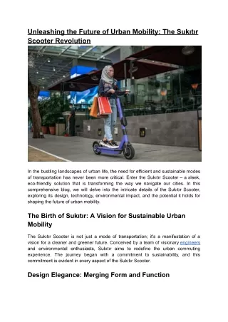 Unleashing the Future of Urban Mobility-The Sukıtır Scooter Revolution